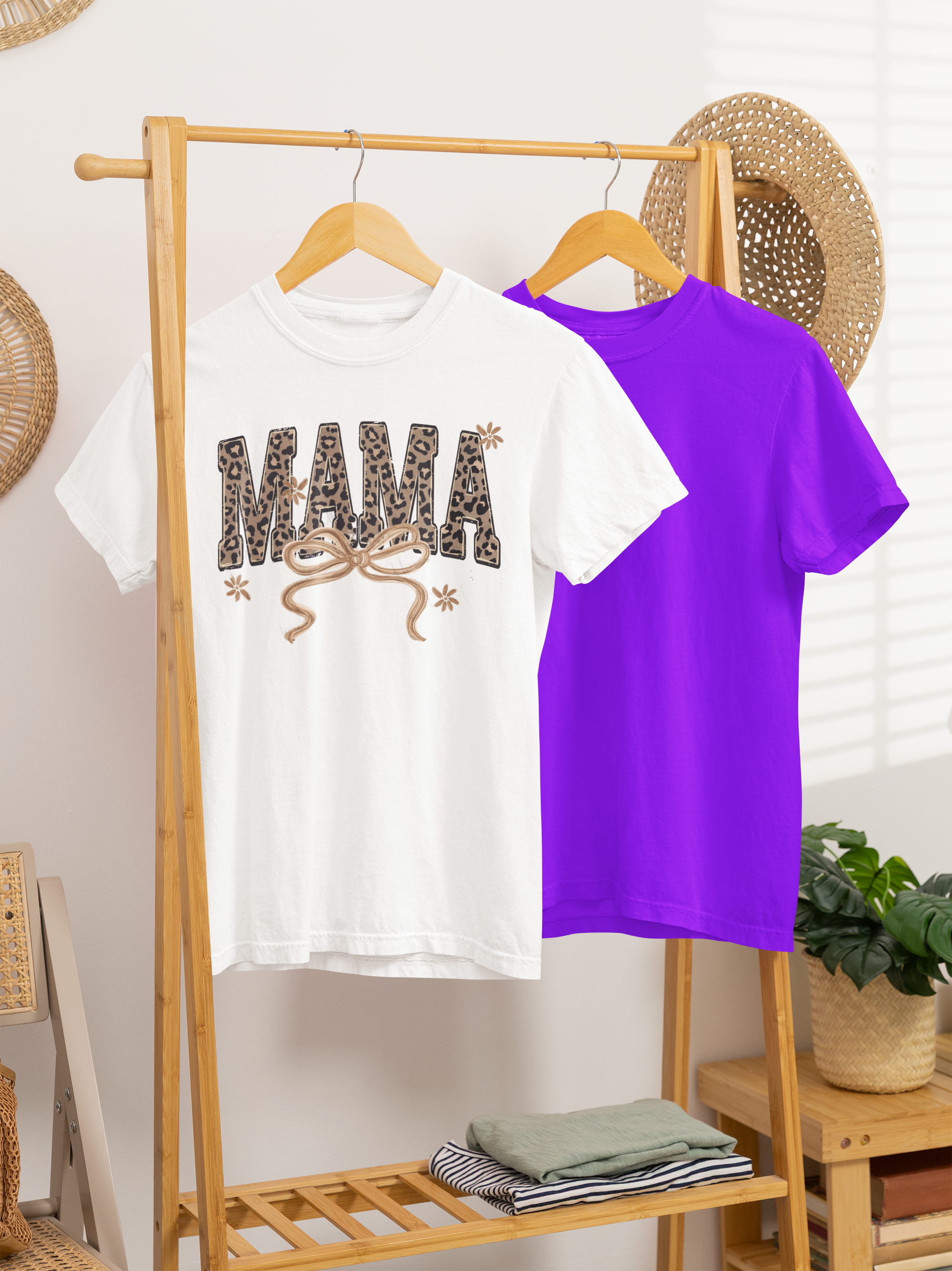 Leopard "MAMA" tee with a bow tee