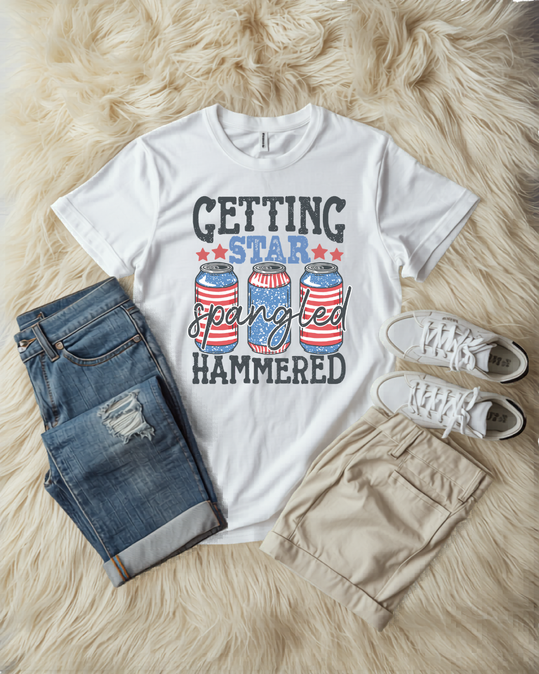 "Getting Star Spangled Hammered" distressed tee