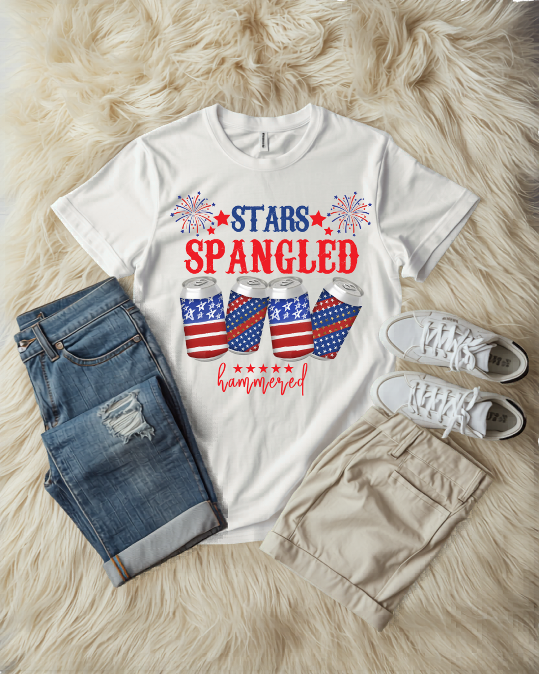"Stars, Spangled, and Hammered" patriotic tee