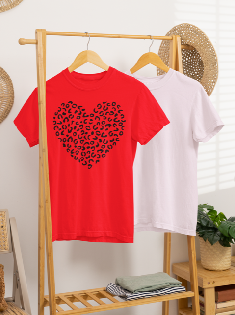 Leopard Print Heart T-Shirt | Valentine's Day Women's Apparel