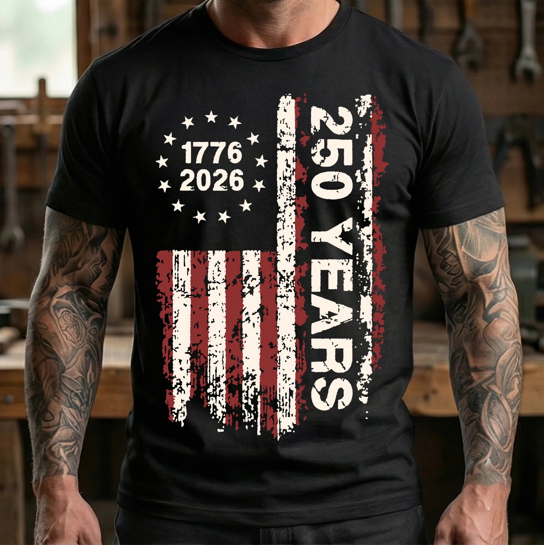 Vertical Flag 250 years tee