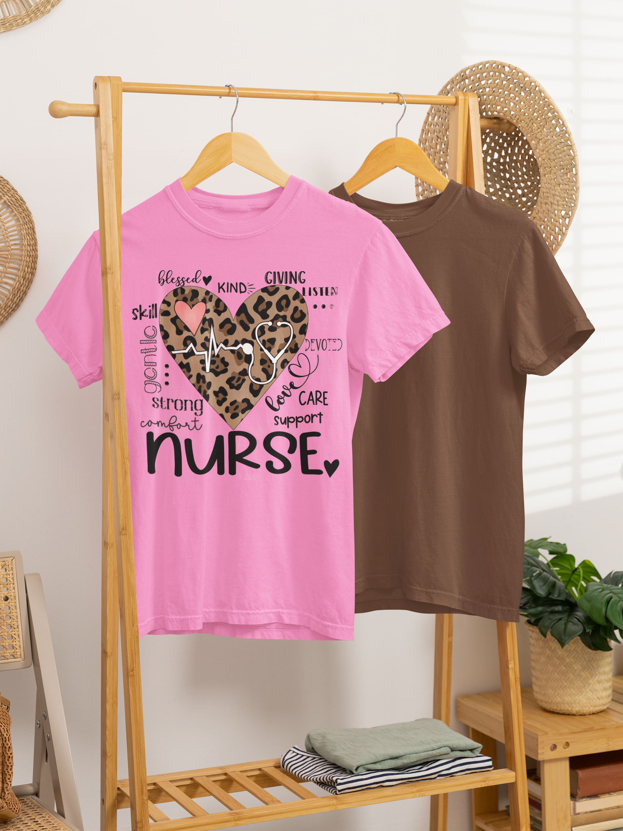 Nurse Tee with a Leopard Heart
