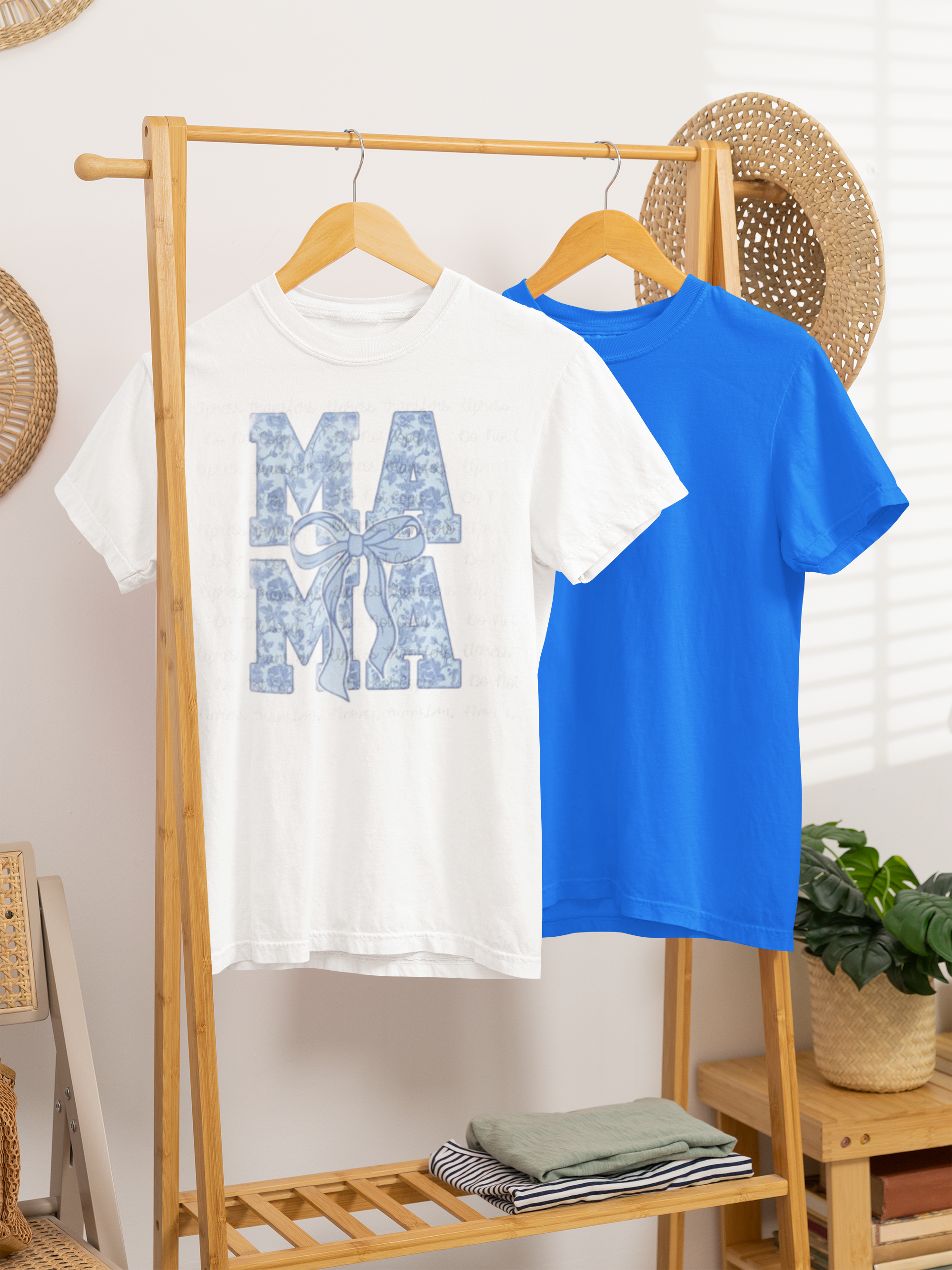 Stacked blue floral mama tee