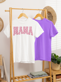 Pink checkered "mama" tee