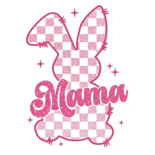 Pink and white checkered "mama" bunny