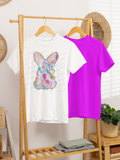 Bunny with heart shaped brushstrokes tee
