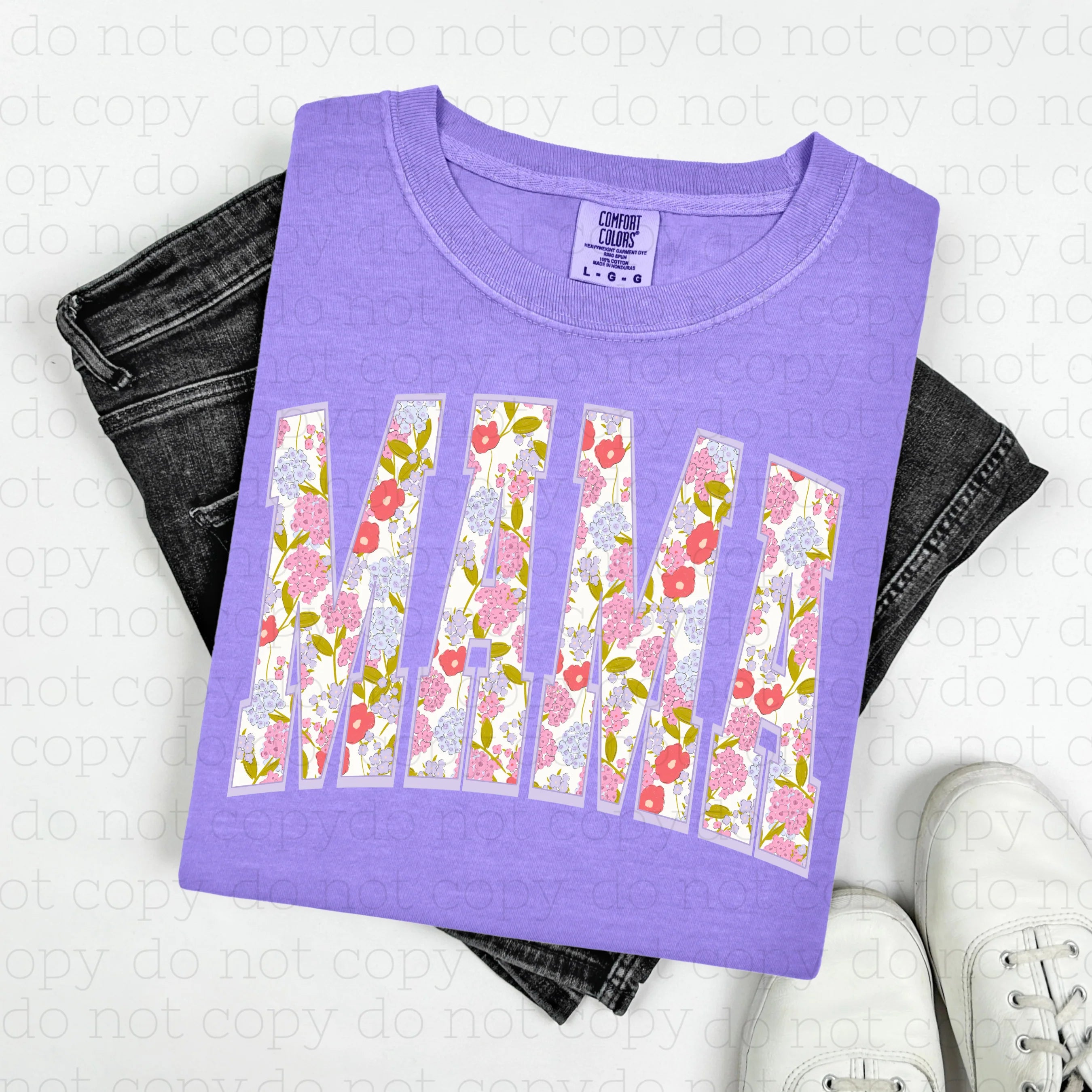 "Mama" floral hydrangea tee