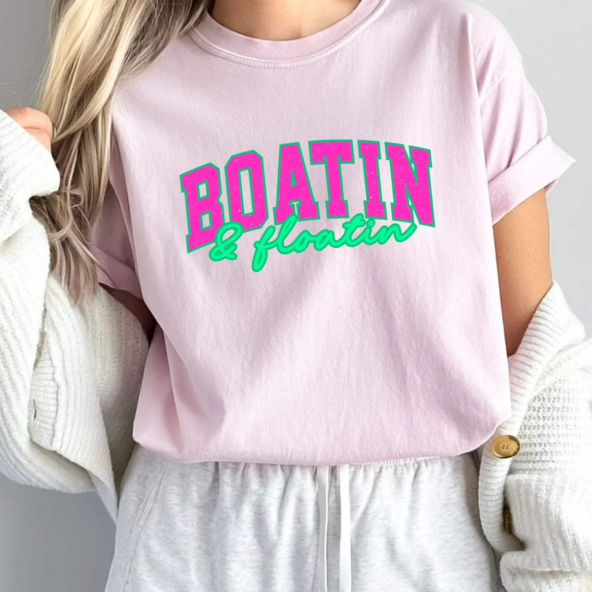 "Boatin and Floatin" block print tee