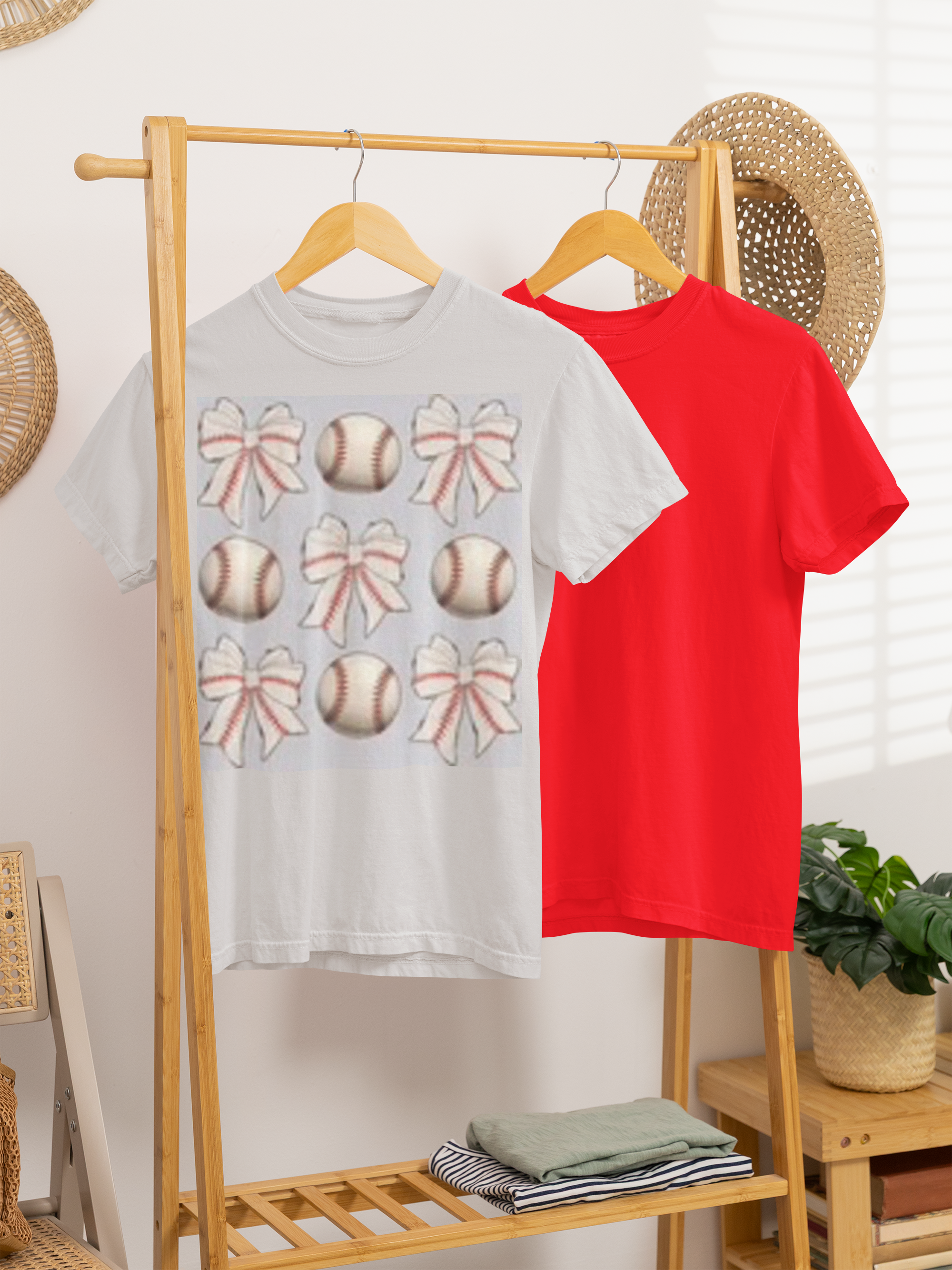 Baseball and bows tee