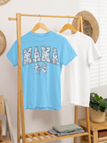 Floral "Mama" with a matching floral bow tee