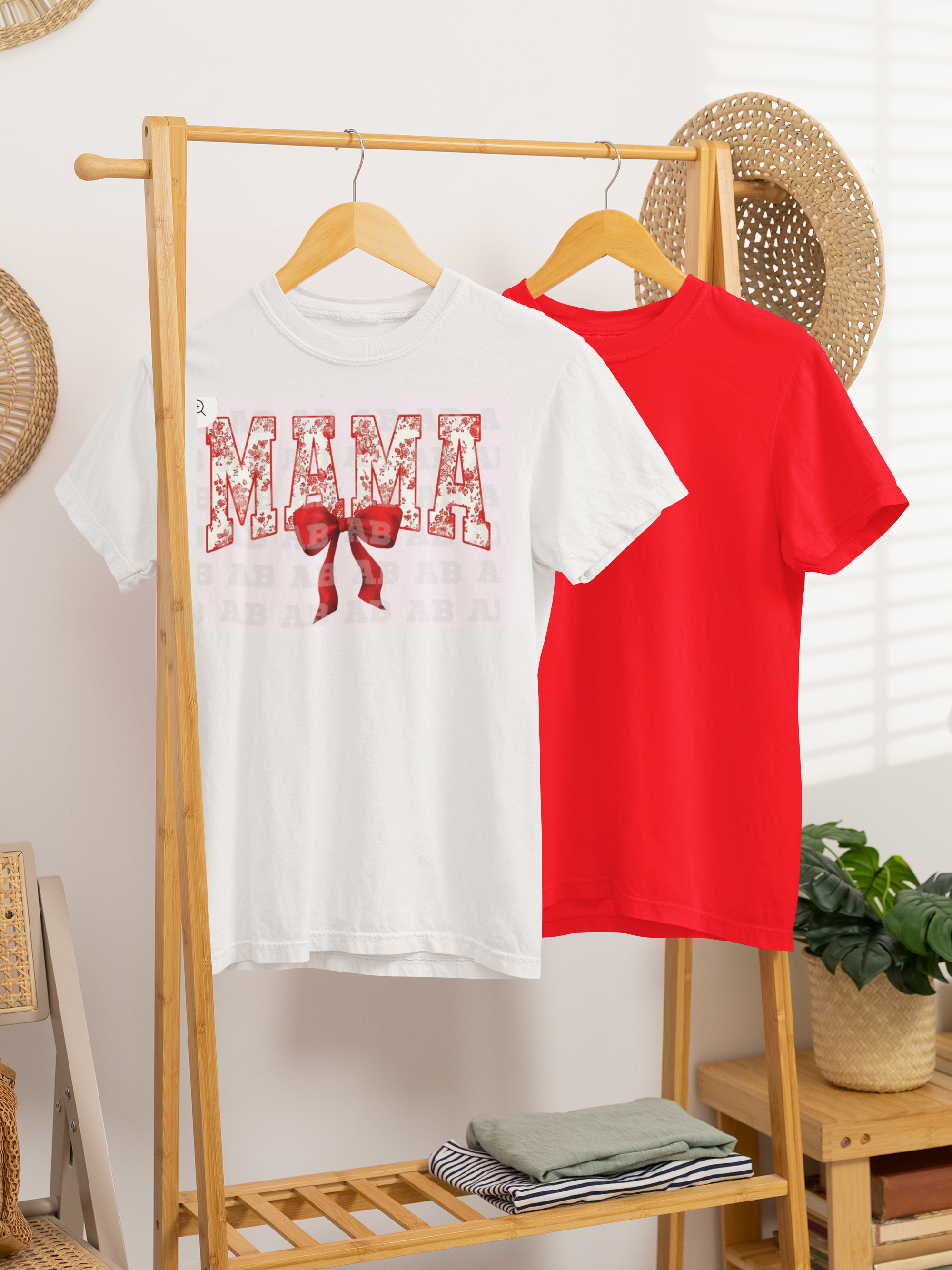 "Mama" floral tee in red