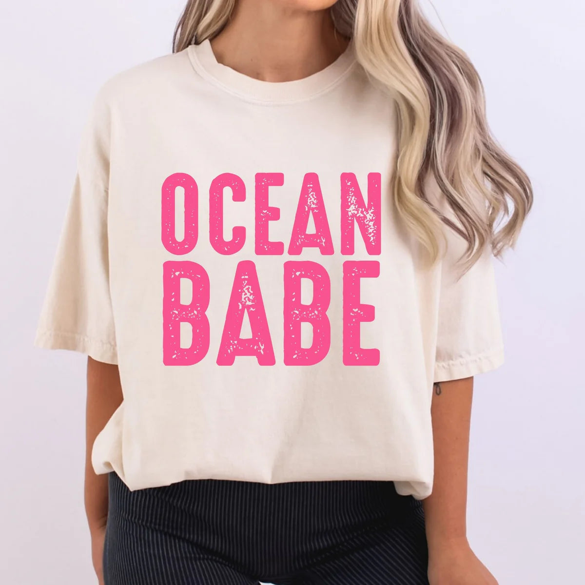 "OCEAN BABE" hot pink tee