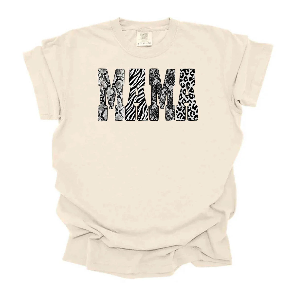 "MAMA" tee in wild animal print