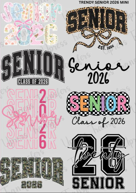 Multiple  "SENIOR 2026" options for our seniors