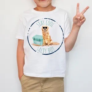 "Stay Cool, Salty Boy" dog tee