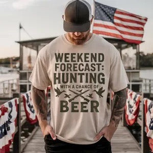 "Weekend Forecast: Hunting With a Chance of Beer" tee