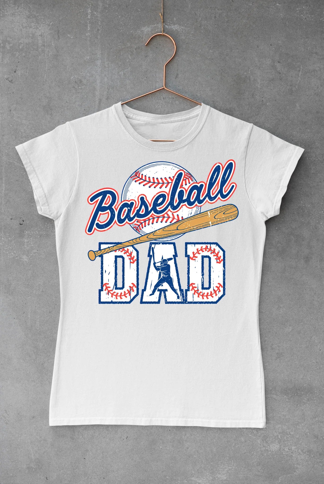 "Baseball Dad" tee - distressed with bat